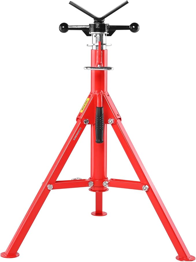 VEVOR V-Head Pipe Stand, 1/8"-12" Capacity, 28"-52" Height Adjustable, Pipe Jack Stands 2500 lbs Load Capacity, Portable Folding Pipe Stands, Durable Carbon Steel Frame
