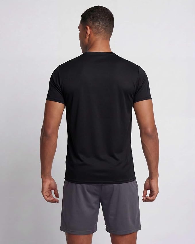 5 Pack Men's Dry Fit Short Sleeve T-Shirt Gym Workout Athletic Running Tee | Cooling, Moisture-Wicking, Crew Neck, Quick-Dry, Breathable, Active, Exercise, Fitness, Basketball, Cycling, Hiking, Tennis