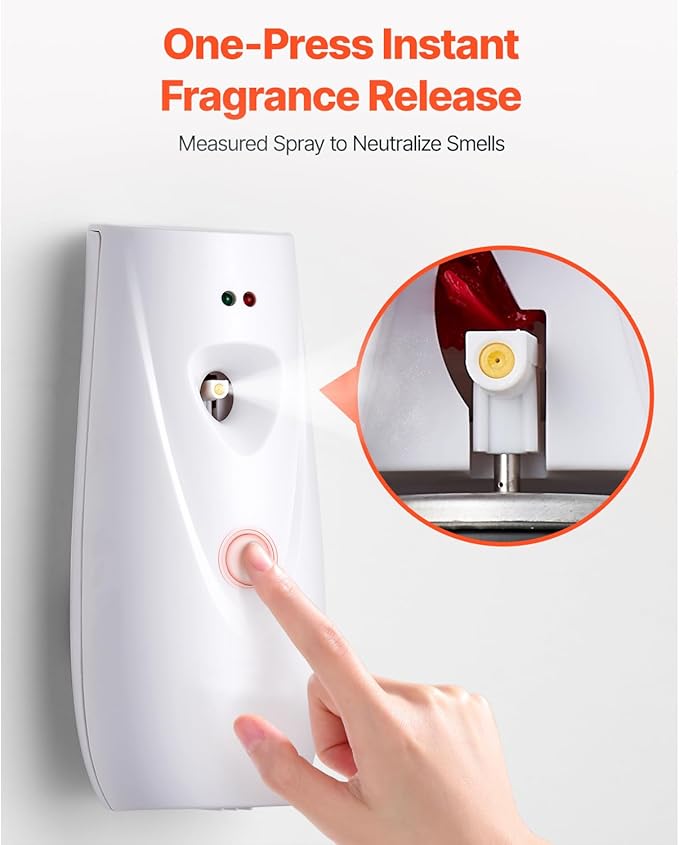 Happybuy Automatic Air Freshener Spray Dispenser (2 - Pack), Wall - Mountable or Freestanding, Battery - Powered, with Multiple Time Settings for Home, Indoor Spaces like Bathrooms, White