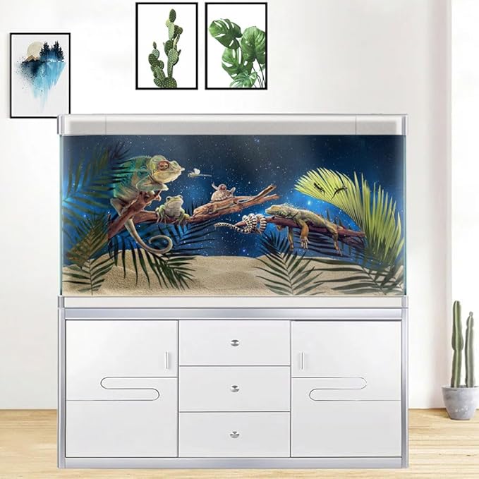72X24IN Starry Aquarium Background, Art Starry Fish Tank Decorations Background, with 8 EVA Double-Sided Tape
