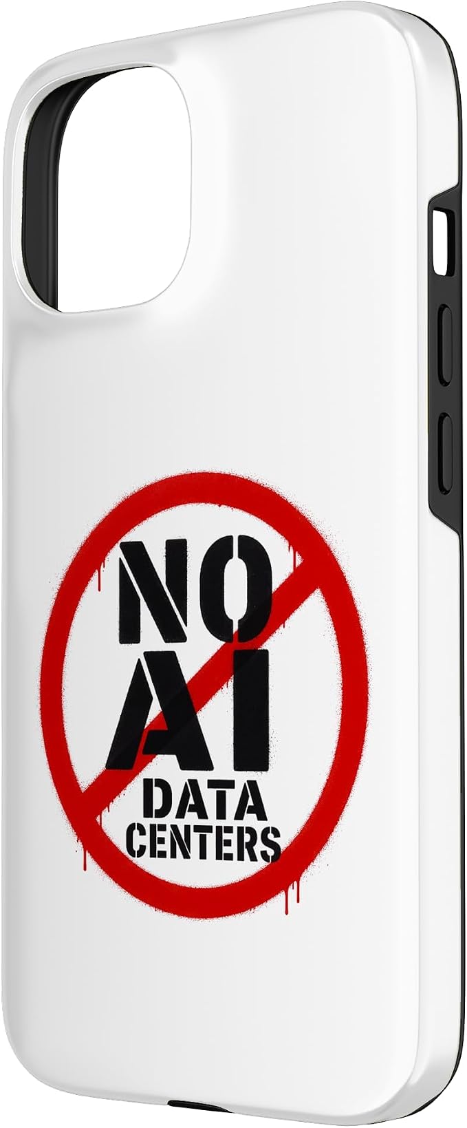 No AI Data Centers ��� Simple Minimal Spray Paint Style Text Case for iPhone 15