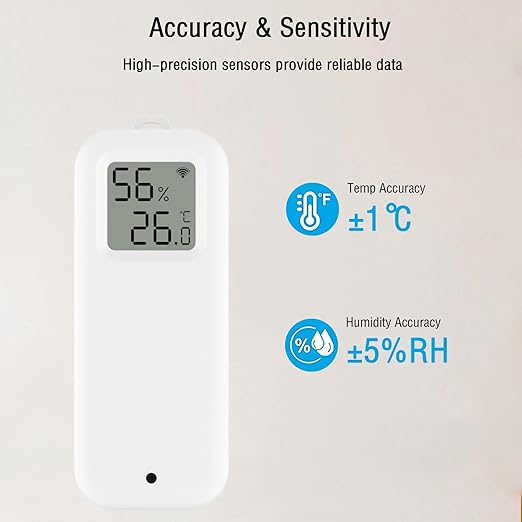 PHOVOLT WLAN Thermometer Hygrometer Sensor, Wireless Smart Temperature and Humidity Digital Display Monitor, with Remote App Notification Alert for Home, Greenhouse(1pack)