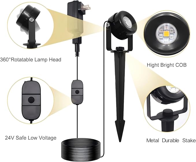 HISTAR Low Voltage Landscape Lighting with Bluetooth App Control & Remote, Outdoor Spot Lights for Fence Tree Pathway Lawn Decor, IP65 Waterproof All-in-One Permanent Outdoor Lights(4pack-RGBW)