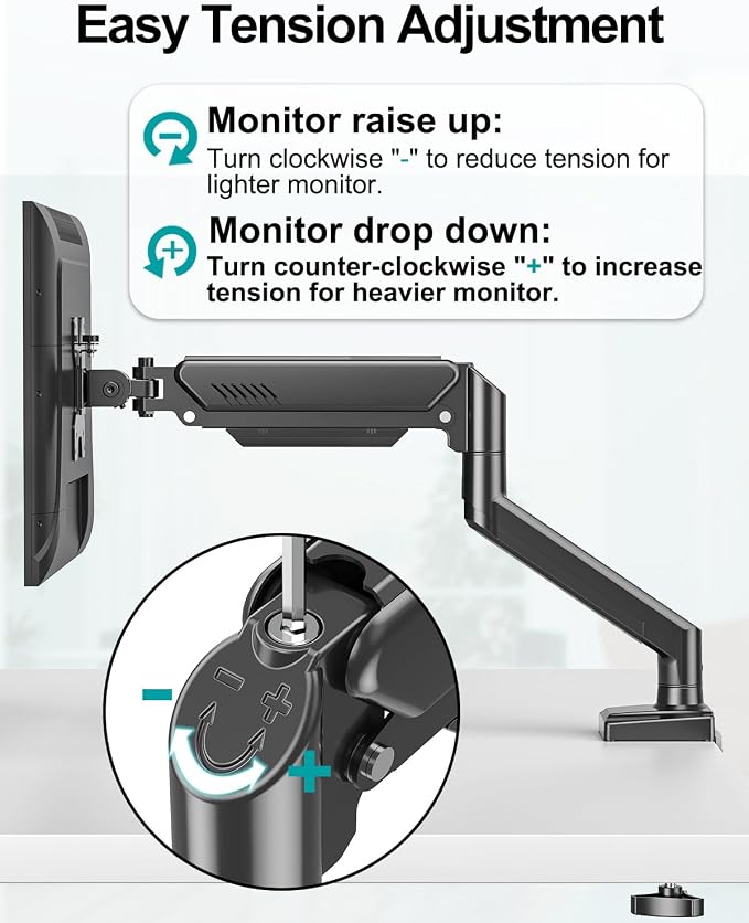 Dual Monitor Arm Desk Mount Fits 13 to 32 inch Computer Screens, Holds 4.4 to 22lbs Display VESA Mount, Adjustable Double Monitor Stand with Clamp/Grommet Base, 75/100mm Bracket, Black, Freelift