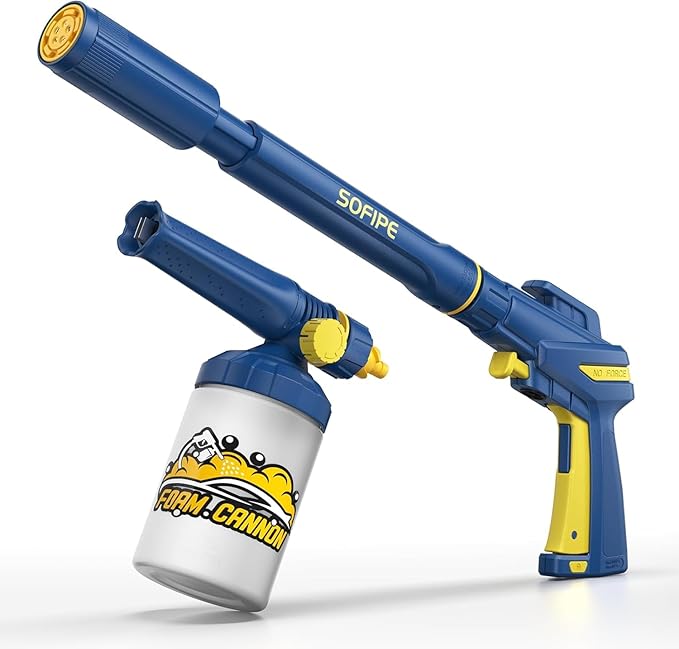 5-in-1 Pressure Washer Gun with Foam Cannon, Built-in 5 Spray Nozzles, M22-14 & M22-15 Adapters, 3/8" Quick-Connect Adapter – Power Washer Gun for Car & Home Cleaning