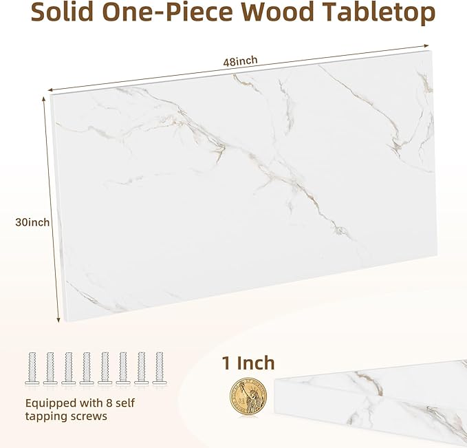 Universal Solid One-Piece Wood Table Top, 48"x30"x1" Workbench Top - Rectangular Particle Board for Standing Desk, Home Office Desk Countertop DlY, Washer Dryer, Coffee, Bar Tabletop
