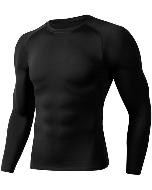 Compression Shirts for Men - Long Sleeve Black Workout Base Layer Athletic Gym Tops Quick Dry Running Undershirts