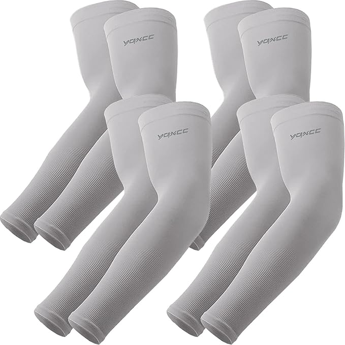 YQXCC 4 Pairs Arm Sleeves, Cooling UV Sun Protection Sports Compression Sleeves for Men Women, Golf Basketball Arm Sleeves