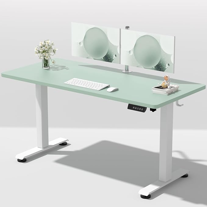 Veken Standing Desk, Green, 55×23.6 Inch | Height Adjustable Sit Stand Up Computer Tables for Home Office, Study , Writing, Suit students, employees and group work