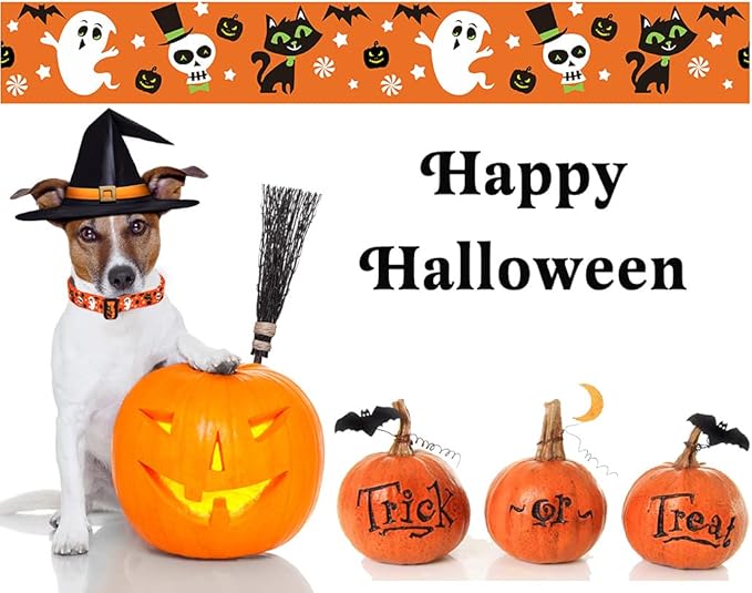 Halloween Dog Collar - Pumpkin Bat Ghost Pattern - Adjustable for Small Medium Large Dogs(Halloween,XS)