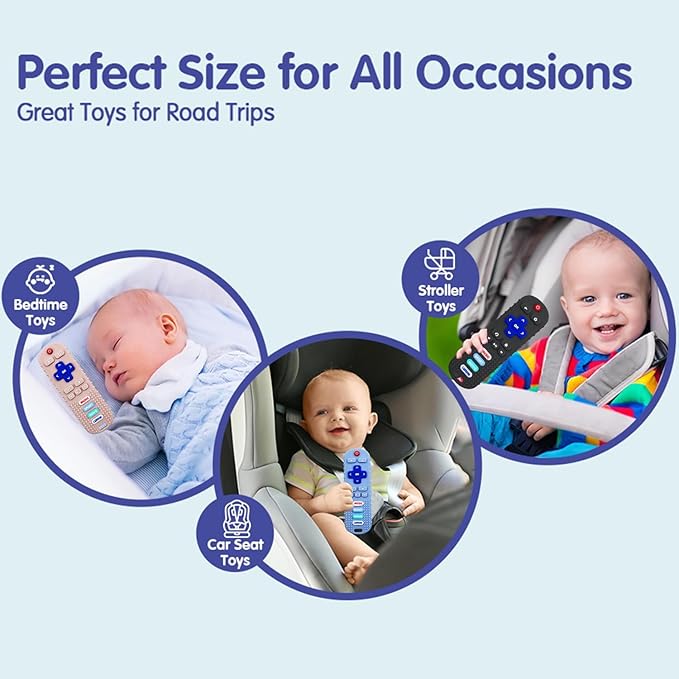 3 Pack Remote Control Shape Silicone Teethers for Babies Chew Toys, Teething Toys for Infant Toddlers,Baby Remote Control Toy, teethers for Babies 6-12 Months (Purple&Blue&Pink)
