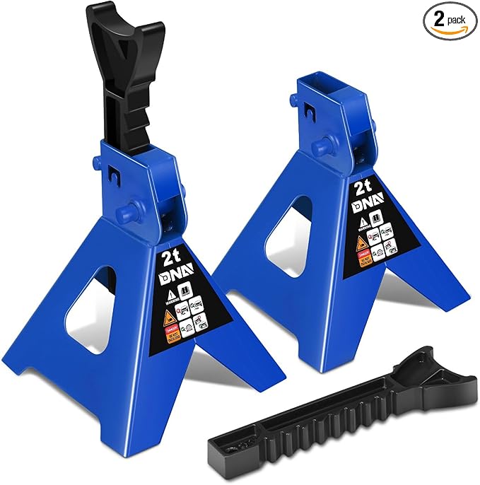 DNA Motoring 1 Pair Jack Stands, 2 Ton (4400 lbs) Capacity Car Lifting Stand, Adjustable Height Car Jack Stands for Cars, Sedans, Small Vehicles, SUV, TOOLS-00681-BL