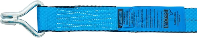 Mytee Products 10 Pack 2 inch x30 ft Heavy Duty Ratchet Straps with Double J Hooks - 10,000 Lbs Breaking Strength Blue Tie Down Straps w/Wire Hooks for Industrial Use, Trailers, Truck Cargo