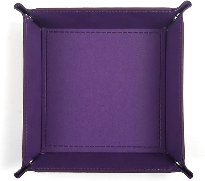 siduater Valet Tray Desktop Storage Organizer – Vegan Leather Catchall Tray Bedside Vanity Tray Nightstand Caddy Holder for Remote Controller, Watch, Keys, Phone, Wallet, Coin, Jewelry, Purple