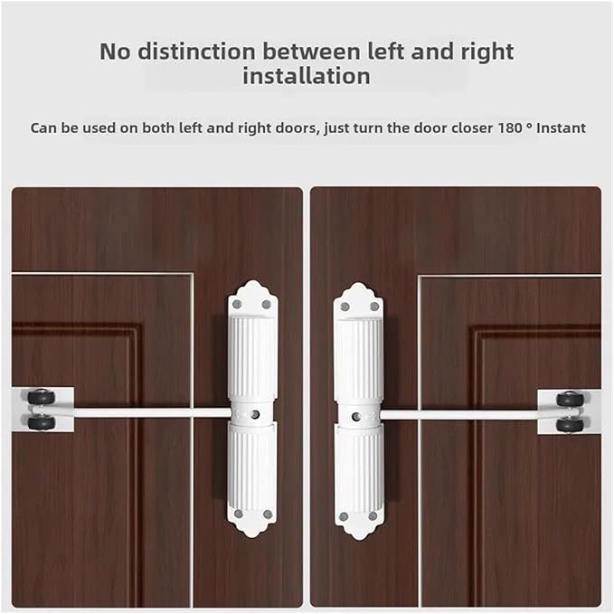 Automatic Adjustable Closer Surface Mounted Heavy Duty Safety Spring for Interior Exterior Door 1 Set(20-60KG Black)