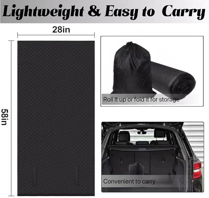 Heavy Duty Rolling Creeper Mat, 58"X28" Foldable Anti-Slip Garage Pad with Storage Bag, for Low Clearance Car Repair, Truck Maintenance - All-in-One Mat for Garage, Roadside, Muddy Conditions