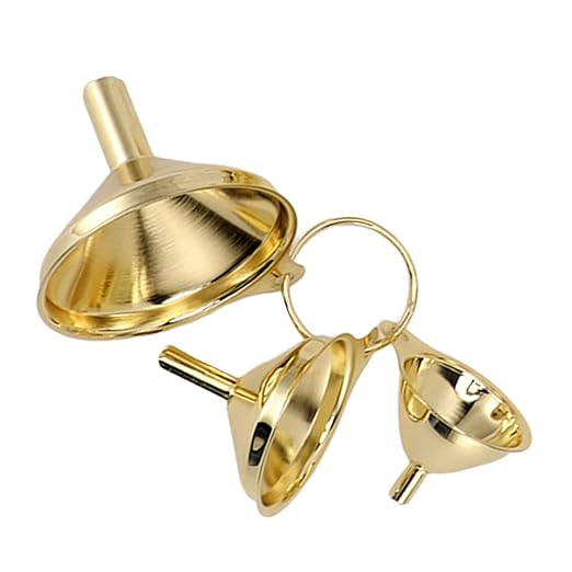 Estink 3-Piece Golden Stainless Steel Funnel Set, Multi-Size Kitchen Tools for Liquids and Oils, Gold Finish