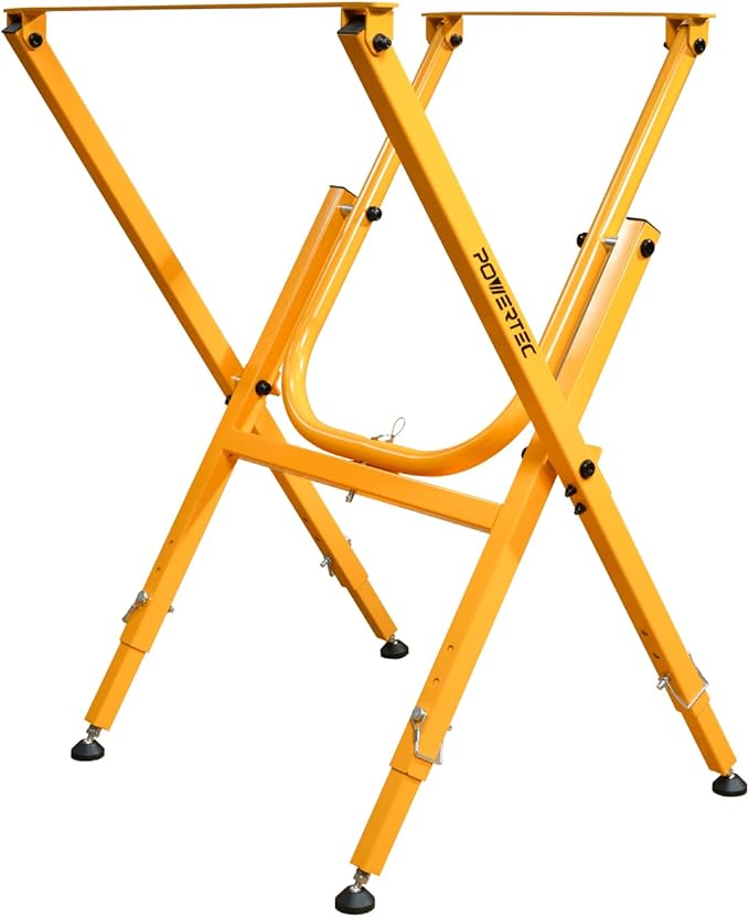 POWERTEC Folding Work Stand for Router Tabletop - Adjustable Height 32.7" to 35", Heavy Duty Steel, Portable Workbench Stand (UT1010)