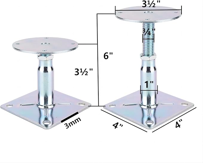 2 Pack Adjustable Floor Jack, 3.5 to 6 Inch, Mini Screw Jack, RV Step Stabilizer, House Leveling