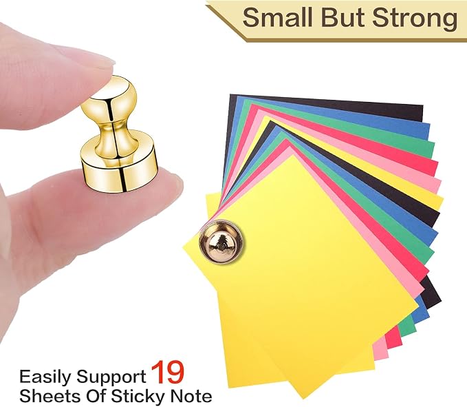 LOVIMAG Fridge Magnets 25Pcs, Magnet for Refrigerator Whiteboard, Gold | Small Strong Neodymium Metal Cute Push Pin for Classroom, Kitchen, Accessories Decorative, Office, Calendar