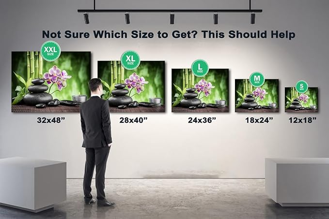 GUTTATY Zen Wall Art Decor, Modern Bathroom Zen Decor Wall Art, Large Canvas Wall Art for SPA Zen Room Decor, Green Bamboo and Pebble Relaxing Art Prints for Office & SPA Wall Decor 32x48 Inches