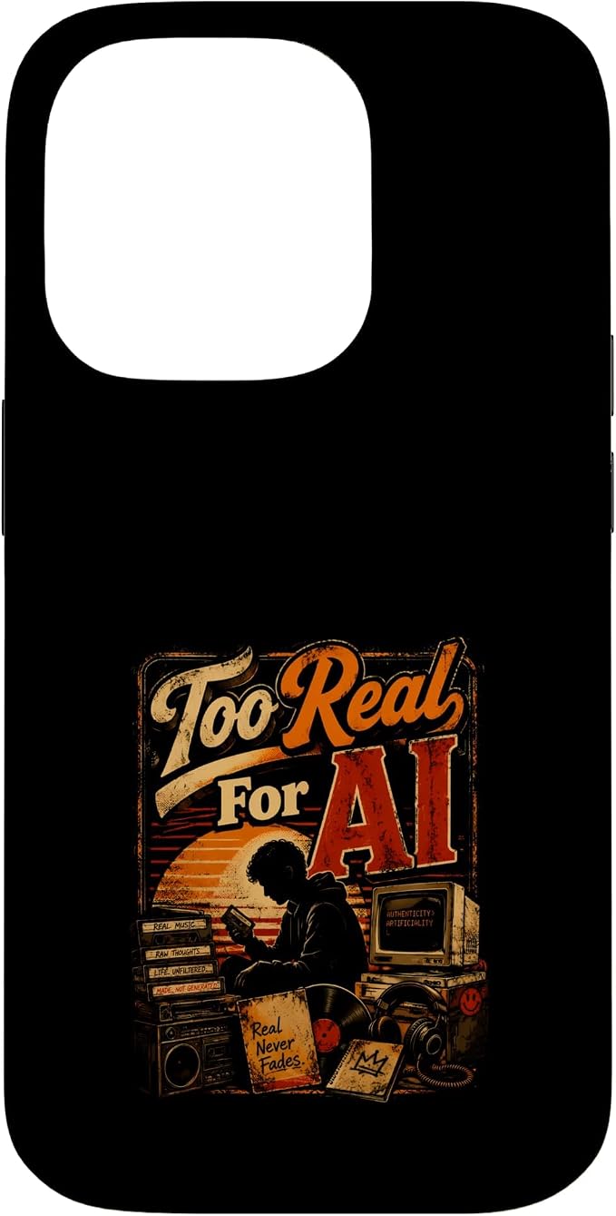 Too Real for AI - Authentic Music Lovers Case for iPhone 14 Pro