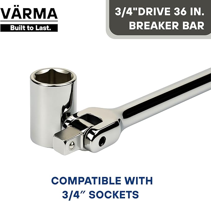 3/4” Drive 36-inch Breaker Bar with 180° Flex Head | High Alloy Steel Heavy-Duty Long Handle Torque Bar for Truck, Industrial, and Construction Applications
