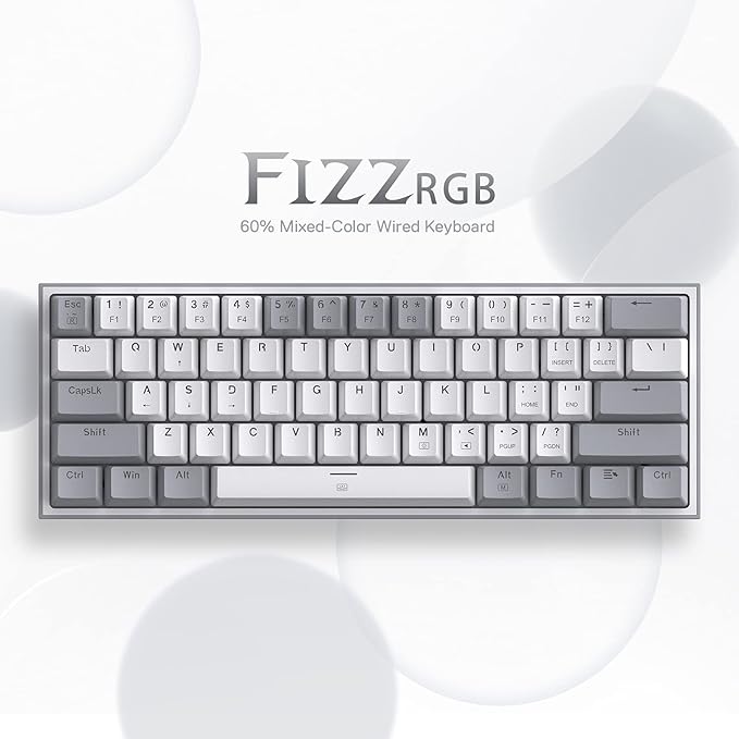 Redragon K617 Wired 60% Compact Hot-Swap RGB Gaming Mechanical Keyboard | 61 Keys Design for More Room to Aim, Swap-Ready Socket for Mod, Vibrant 20-Mode Lighting Hype Vibing, Pro Software Supported
