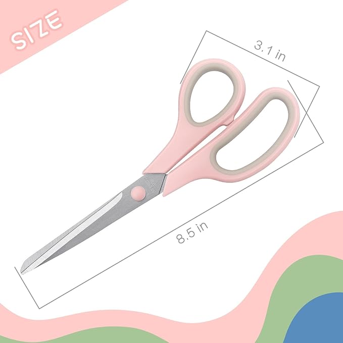 Scissors 8.5 Inch scissors all purpose Bulk Set of 3, Scissors for Office Home School Craft Supplies, Soft Comfort-Grip Right/Left Hand