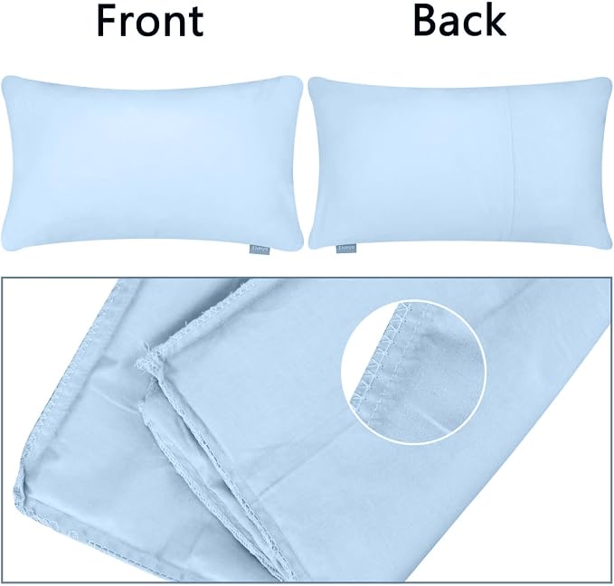 4-Pack 100% Cotton Lumbar Comfortable Solid Decorative Throw Pillow Case,Thmyo Rectangle Cushion Cover Pillowcase Sublimation Blank Pillow Covers DIY Throw Pillowcase(12x20inch/30x50cm, Light Blue)