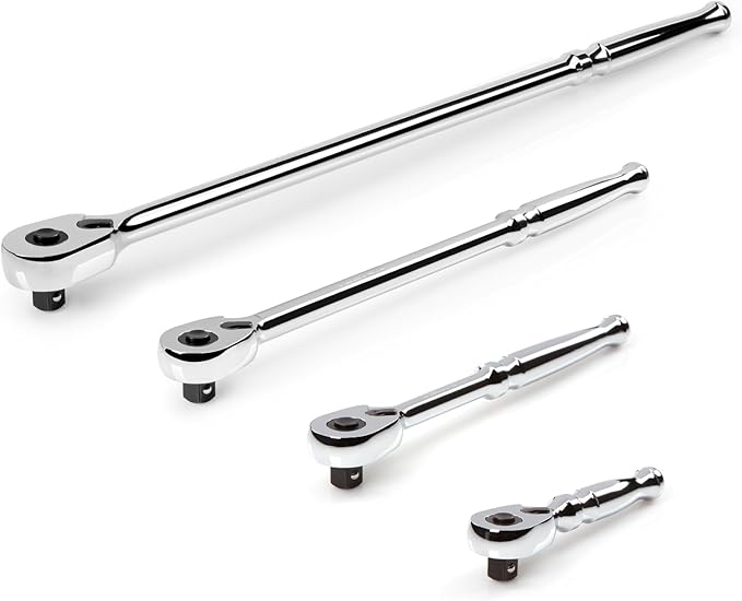 TEKTON 3/8 Inch Drive Quick-Release Ratchet Set, 4-Piece (4-1/2, 8, 12, 18 in.) | SRH91106