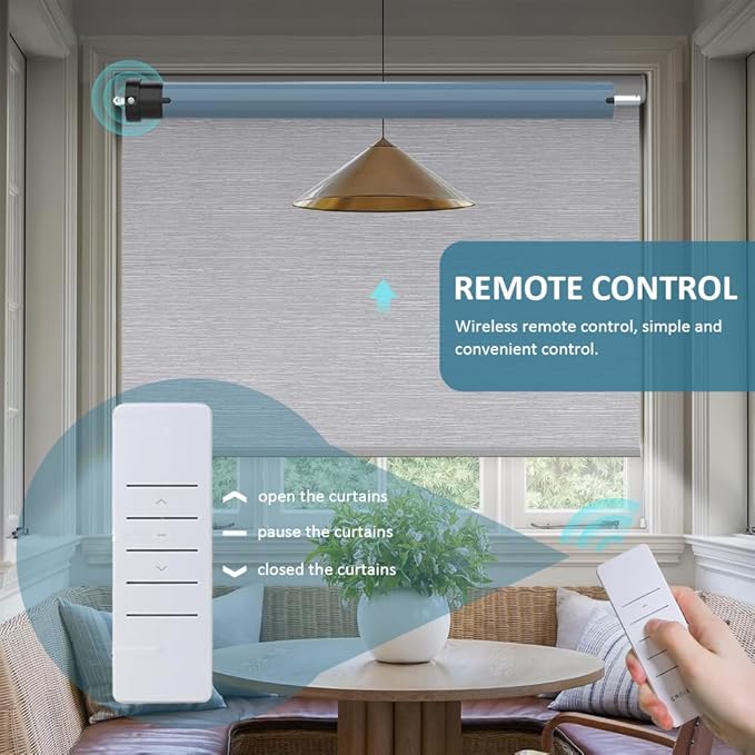 Motorized Roller Shade Motor Kit, 4800mAh Rechargeable Electric Blind Motor, Remote Control Retrofit, High Torque Tubular Drive for Window Shades (10 N.m for Φ40mm (1.57") Octagonal Tube)