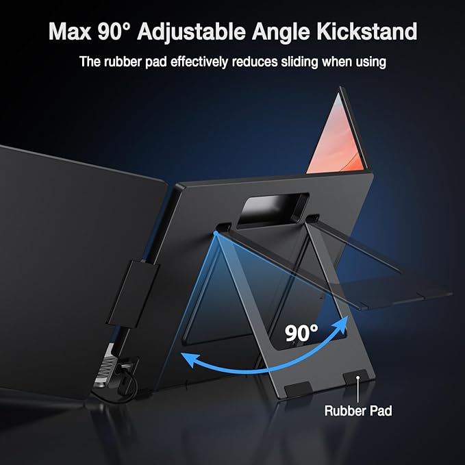 KYY 15.6" Laptop Screen Extender, 1080P FHD IPS Portable Monitor, One Cable USB-C Triple Monitor, Dual Travel Screen for 12"-17'' Laptops, 360° Rotation & Kickstand，X90D (Driver Need)