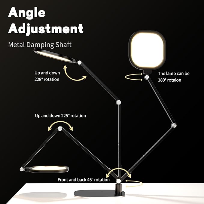 LitONES LED Desk Lamp for Home Office, Soft Edge-lit Design - Modern Style | Eye-Caring Diffused Light, Professional Computer Light for Reading, Crafts & Zoom, Dimmable with 30 Modes, Memory & Timer