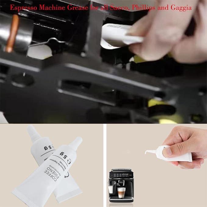 Espresso Machine Grease, Silicone Grease-Coffee machine lubricant 5g Tube fit all Sa eco, Ph illips and Gag gia Expresso Machines, Maintenance Kit for the Care and Maintenance (White4PC)