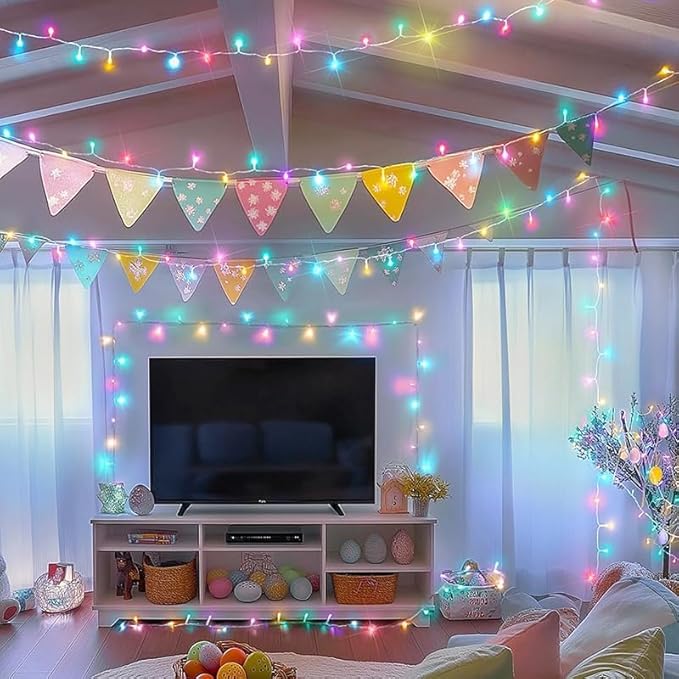 LAMPHOME 165FT 500 LED Colourful String Lights, 16 Modes Timer Clear Wire Fairy Lights, Waterproof Connectable Plug in Twinkle Lights for Indoor Outdoor Easter, Christmas, Wedding Party Decorations