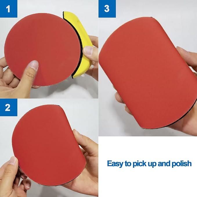 2PC 6" Hand Sanding Block Hook & Loop Backing Pad Sandpaper Holder Hand Grinding Block