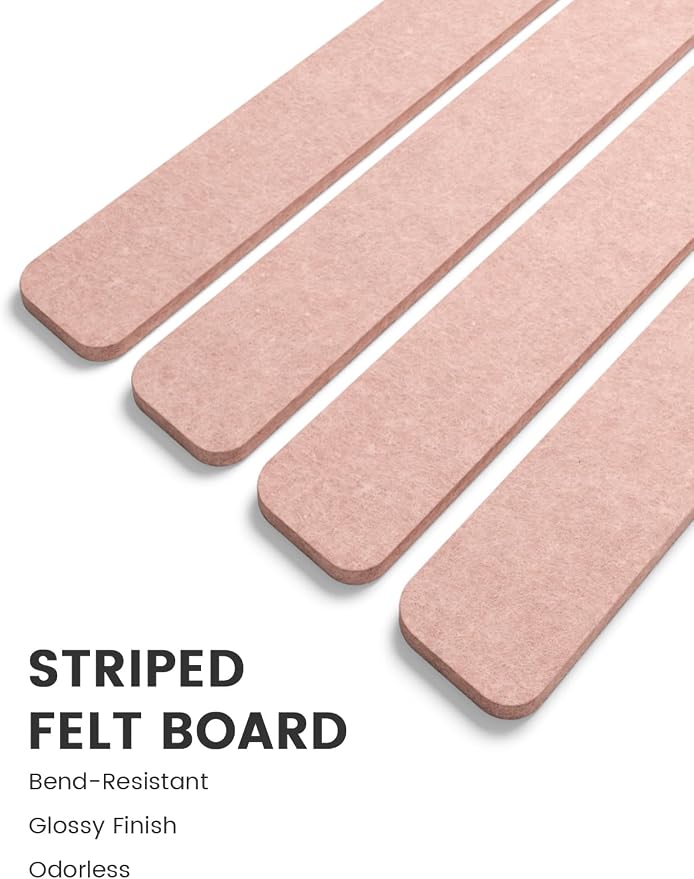 Fluxynara 13" x 2" Felt Wall Panels, Pink | 5-Pack Cork Board Alternative with 35 Push Pins, Adhesive Mounting for Bedroom Door or Home Office
