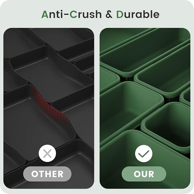 【Military Grade】A-LuGei Drawer Organizer,【】Makeup organizer,【Holds 177 Items】Bathroom Organizers and Storage,Organization and Storage,Desk Drawer Organizer for Vanity【Green】