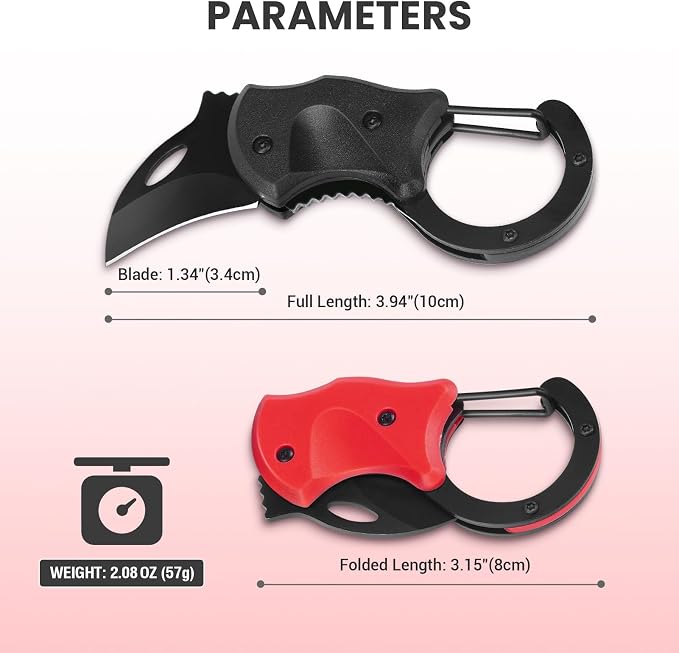 FUNBRO 2 Pack Small Pocket Knife Gifts for Men & Women | Folding Box Cutter, Birthday & Christmas Stocking Stuffers Gifts for Wife Husband Dad Mom (Black & Red)