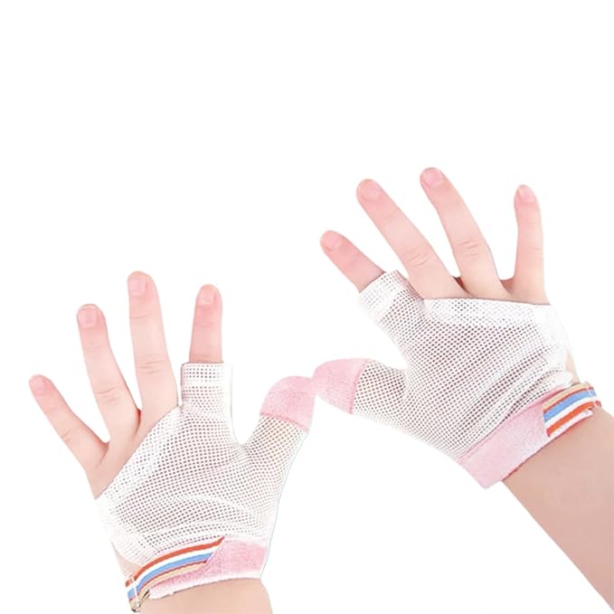 Thumb Sucking Guard for Kids with Finger Sucking Guard Gloves to Stop Thumb Sucking Deterrent Gloves for Ages 6 Months to 8 Years (Pink, M)