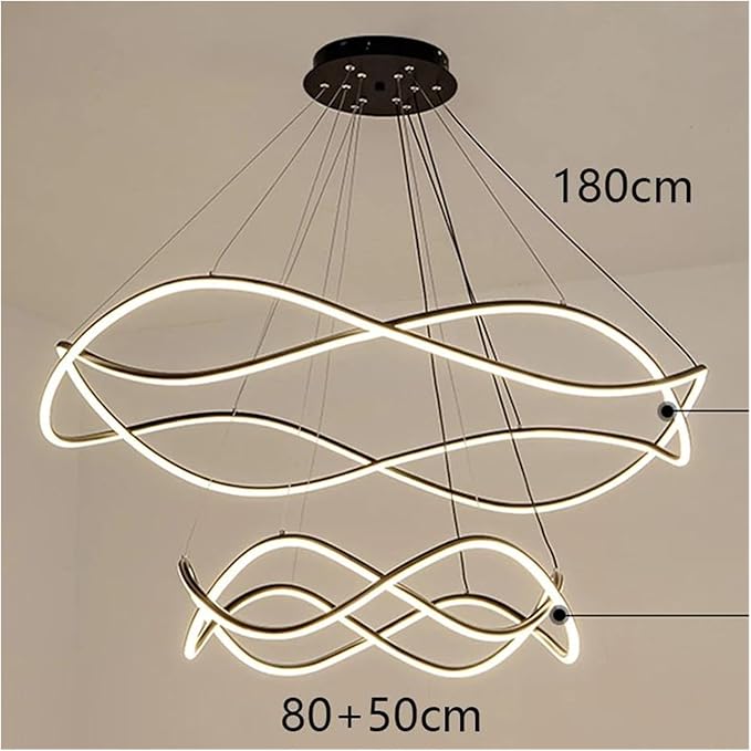 Modern Home Decor Led Lights Pendant Light Lamps for Living Room Chandeliers for Dining Hanging Indoor Lighting,Modern LED Chandelier(RC Remote dimming,Black-D80 50cm)