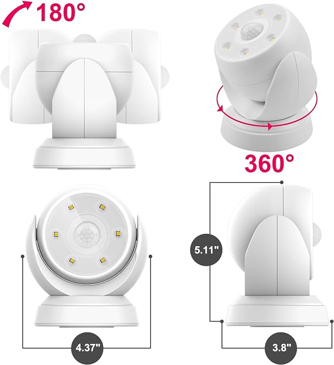 BIGLIGHT Battery Operated Motion Sensor Spotlight, Wireless LED Flood Light Indoor Outdoor, Super Bright Waterproof Security Lighting, Motion Uplight for Wall Front Door Shed Hallway, 200 Lumens