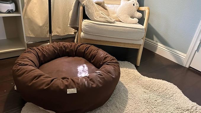 Organic Cotton Canvas Dog Bed: Removable Cover, Natural Fill - Made in USA (Dark Brown, XX Large 50" x 8" inches)