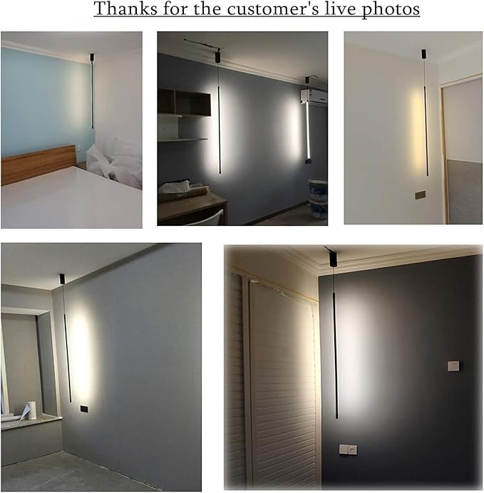 Modern Chandelier Geometry Line Strip Hanging Light, Led Chandelier, Living Room TV Wall Decor LED Pendant Lamps, Ceiling Lights Fixtures for Kitchen, Bedroom, Study Room(Warm Ligh