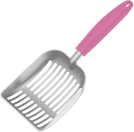Cat Litter Scoop, Kitty Metal Scooper, Aluminum Alloy Sifter, Kitten Pooper Lifter, Deep Shovel, Long Handle, Poop Sifting, Durable, Heavy Duty, for Litter Box