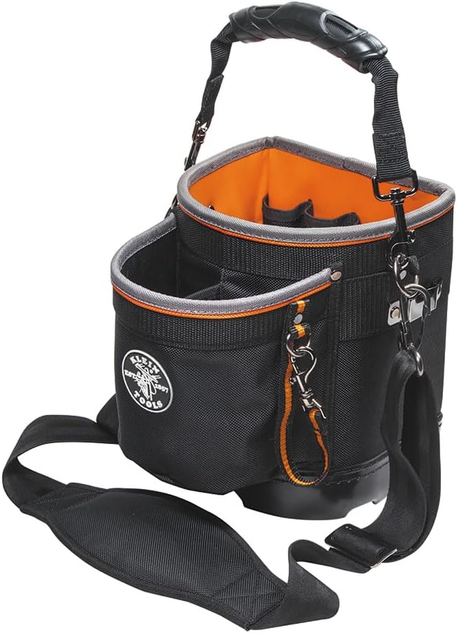 Klein Tools 55419SP-14 Tool Bag with Shoulder Strap Has 14 Pockets for Tool Storage & 70550 Hex Wrench Key Set, 11 SAE Sizes, Heavy Duty Folding Allen Wrench Tool with Extra Long Hex Keys