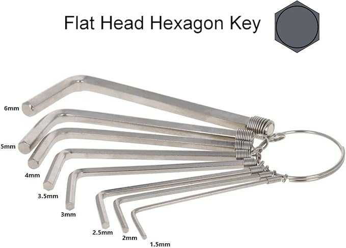 Utoolmart Hex Key Set, 8 in 1 Metric L Shape Hexagon Head Wrench with Ring for Repair Tool (Silver Tone)