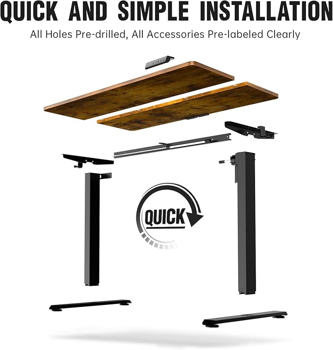 Veken Standing Desk, Brown, 47.2×23.6 Inch | Height Adjustable Sit Stand Up Computer Tables for Home Office, Study , Writing, Suit students, employees and group work