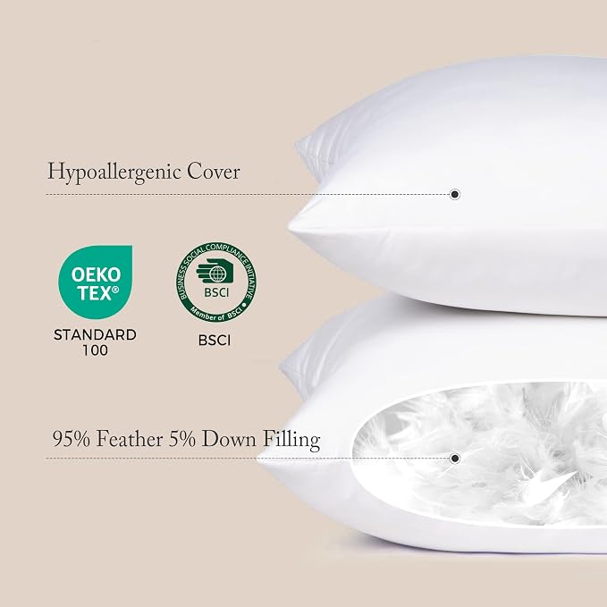 puredown® 22x22 Feather Down Pillow Inserts, 4 Pack Throw Pillow Inserts for Couch, Chairs, Office, Apartments
